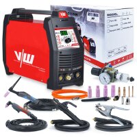 AC/DC WIG Schweißgerät 200A mit Plasmaschneider 50A, Puls, Inverter, MMA Elektrode 170A, IGBT, HF-Zündung, Alu | NewYork 2500