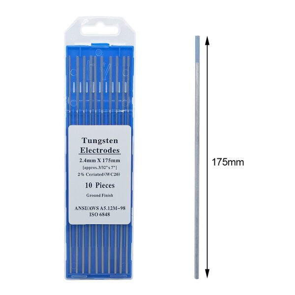 Wolframelektroden 175mm (10 Stück) Größe 2,4 WC 20 Grau